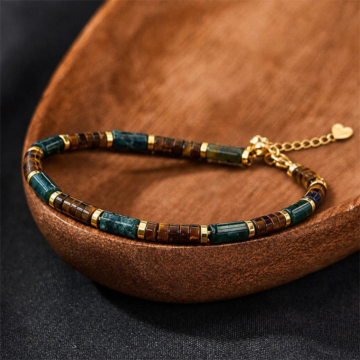 Buddha Stones Lapis Lazuli Indian Agate Tiger Eye Cylindrical Bead Wisdom Bracelet - image 9