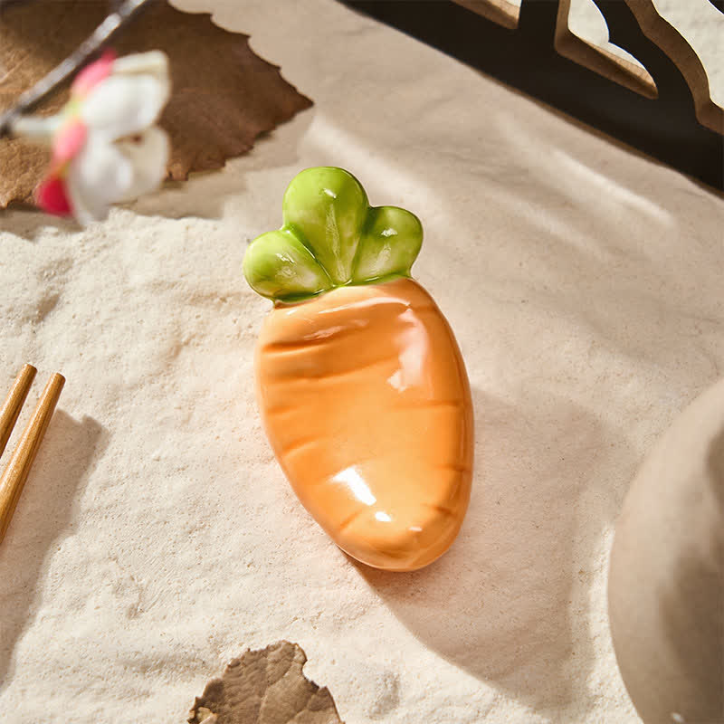 Buddha Stones Ceramic Vegetable Design Mini Tabletop Chopstick Holder - Orange Radish-Shaped Chopstick Rest Approx. 6.4 × 3 × 2.8 cm - Ceramic - image 52