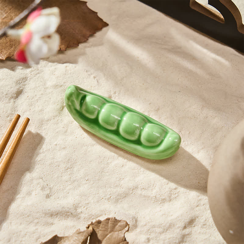 Buddha Stones Ceramic Vegetable Design Mini Tabletop Chopstick Holder - Pea Approx. 5.7 × 1.8 × 1.4 cm - Ceramic - image 11
