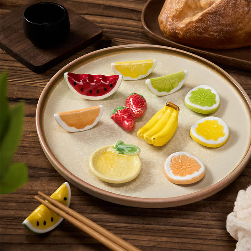 Buddha Stones Mini Ceramic Fruit Design Chopstick Holder - image 0