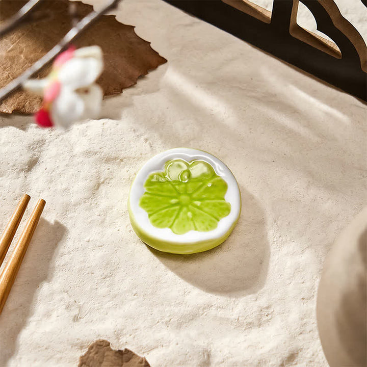 Buddha Stones Mini Ceramic Fruit Design Chopstick Holder - Lime Approx. 3.5 × 3.5 × 1.9 cm - image 4