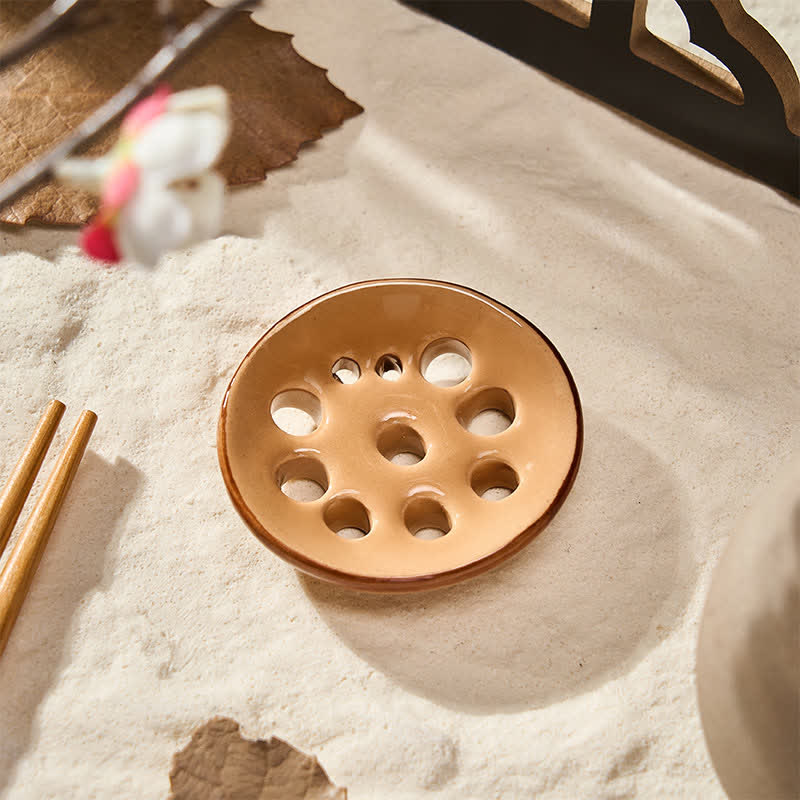 Buddha Stones Ceramic Food Style Mini Chopstick Holder - Lotus Root Slices Approx. 5 × 4.5 × 1 cm - image 2