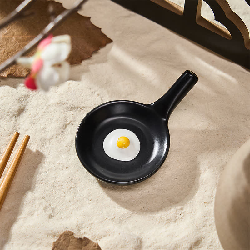 Buddha Stones Ceramic Food Style Mini Chopstick Holder - Fried Egg Approx. 6.8 × 4.2 × 2 cm - image 10