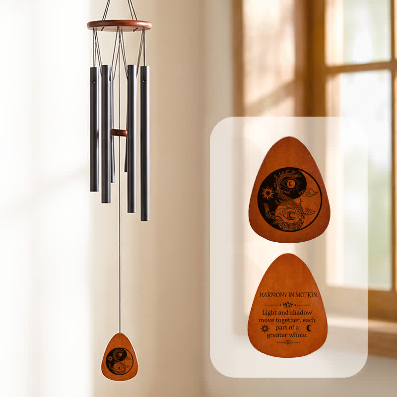 Buddha Stones Yin Yang Evil Eye Harmony Six Tube Aluminum Wood Wind Chime - Yin Yang Evil Eye - image 0
