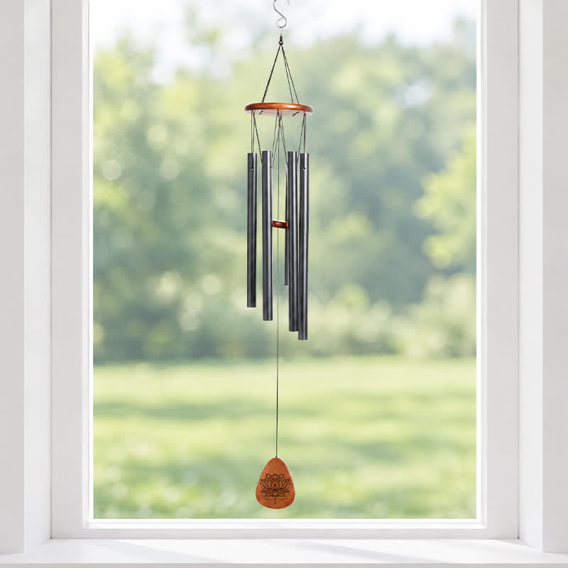 Buddha Stones Lotus Enlightenment Aluminum Wood Zen Wind Chime - image 1