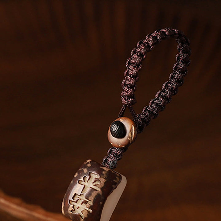 Buddha Stones Small Leaf Red Sandalwood Green Sandalwood Money Bag Om Mani Padme Hum Rotatable Protection Hanging Decoration - image 4