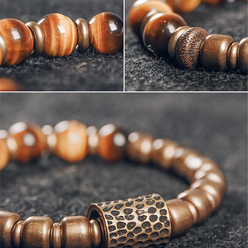 Buddha Stones Tiger Eye Stone Copper Protection Bracelet - image 2