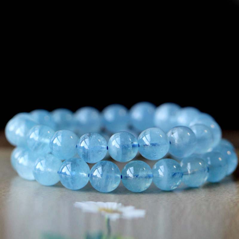 Natural Aquamarine Amber Beads Serenity Healing Bracelet - image 13