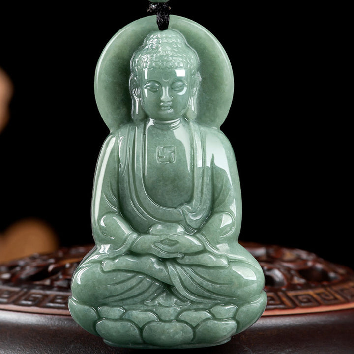 Buddha Stones Amitabha Buddha Jade Amulet Compassion String Necklace - image 5