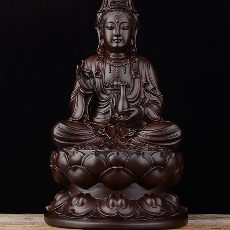 Buddha Stones Avalokitesvara Ebony Lotus Harmony Blessing Home Decoration - image 3