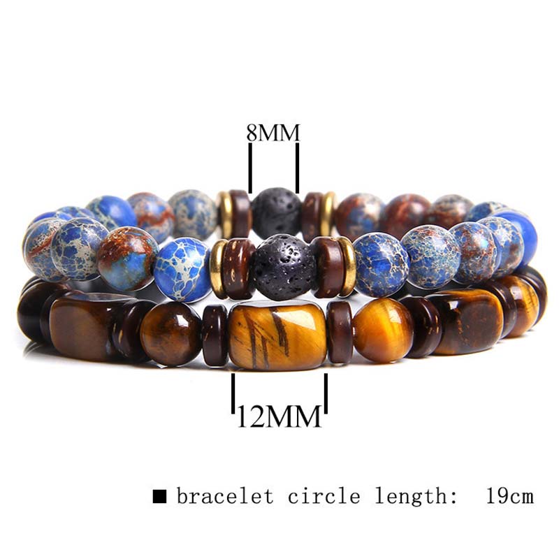 Buddha Stones 2PCS Healing Crystal Emperor Stone Tiger Eye Bead Bracelet - image 4