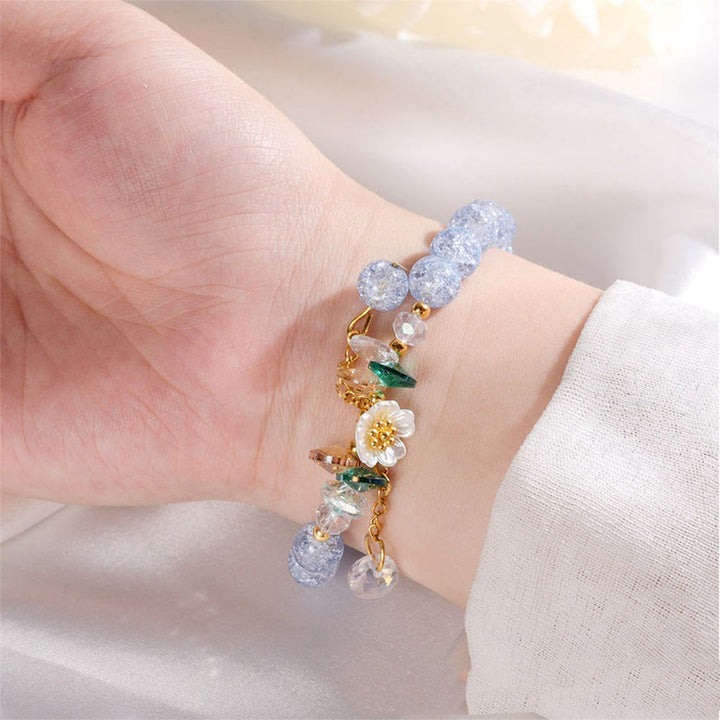 Buddha Stones Simple Design Flower Charm Glass Bead Bracelet - image 7