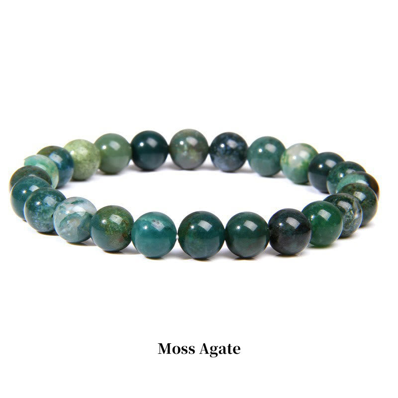 Buddha Stones Natural Stone Quartz Healing Beads Bracelet - 8mm - Moss Agate - image 29
