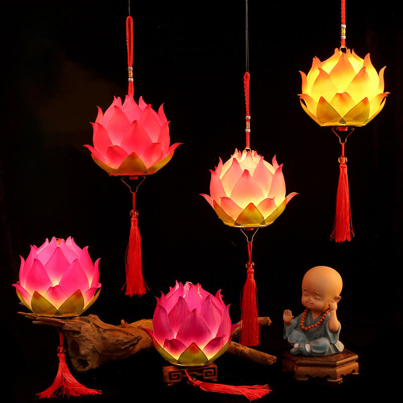 Buddha Stones DIY Lotus Flower Dragon Lantern Tassel Lamp Decoration - image 1