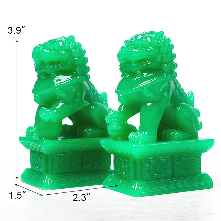 Wealth Prosperity Pair of Fu Foo Dogs Guardian Lion Statues Home Decoration - image 4