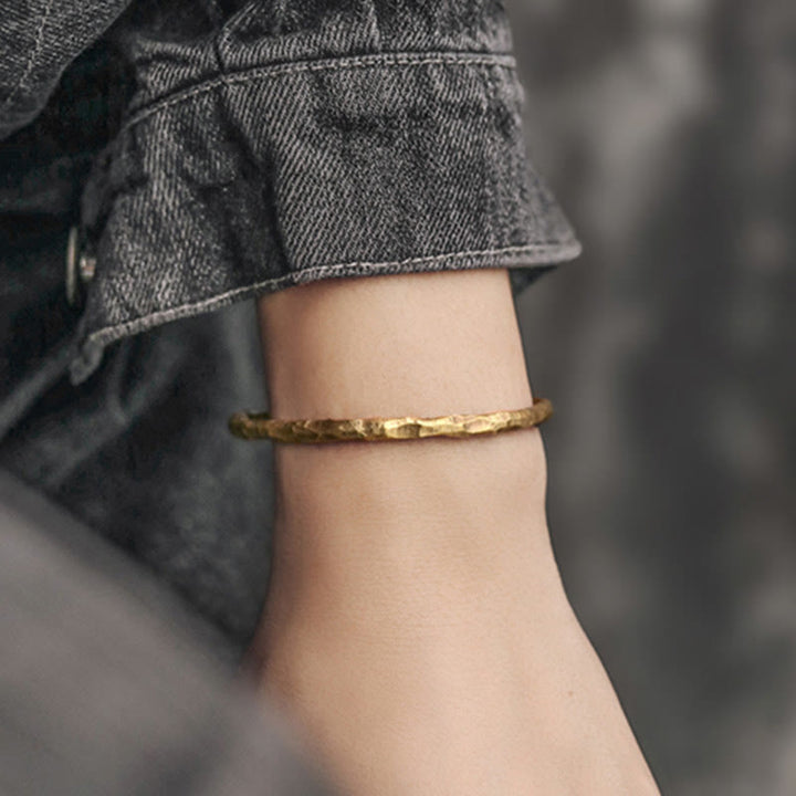 Buddha Stones Tibetan Bump Texture Copper Luck Cuff Bracelet Bangle - image 8