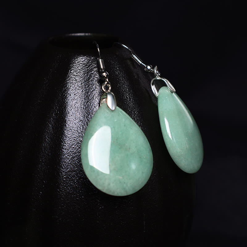 Buddha Stones Natural Aventurine Dangle Healing Drop Earrings - image 3