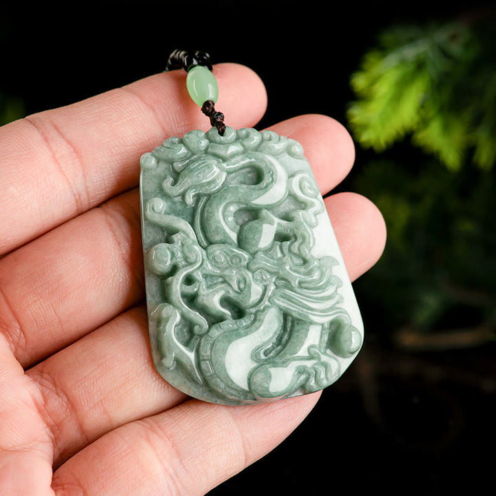 Buddha Stones Year Of The Dragon Chinese Zodiac Dragon Soaring Jade Protection Bead Chain Necklace Pendant - image 4