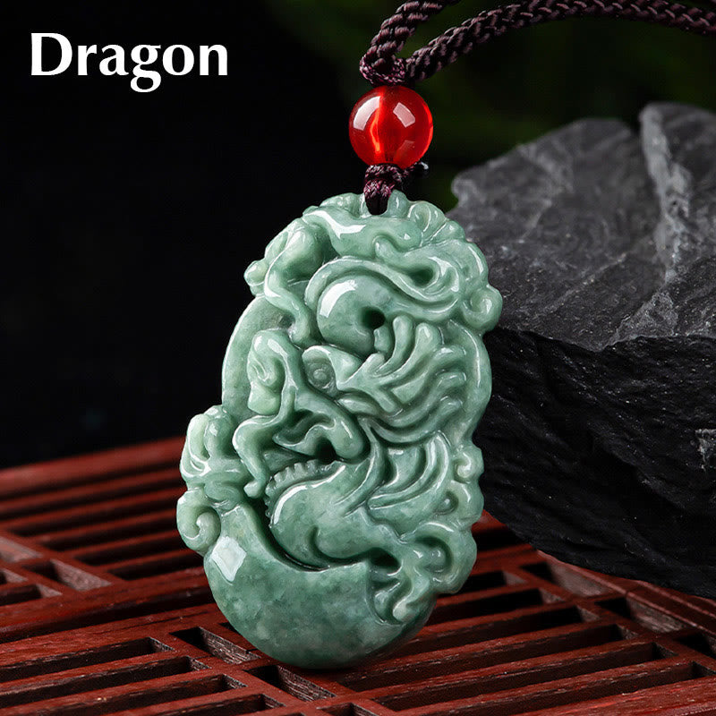 Buddha Stones Natural Jade 12 Chinese Zodiac Prosperity Necklace Pendant - Dragon - image 4
