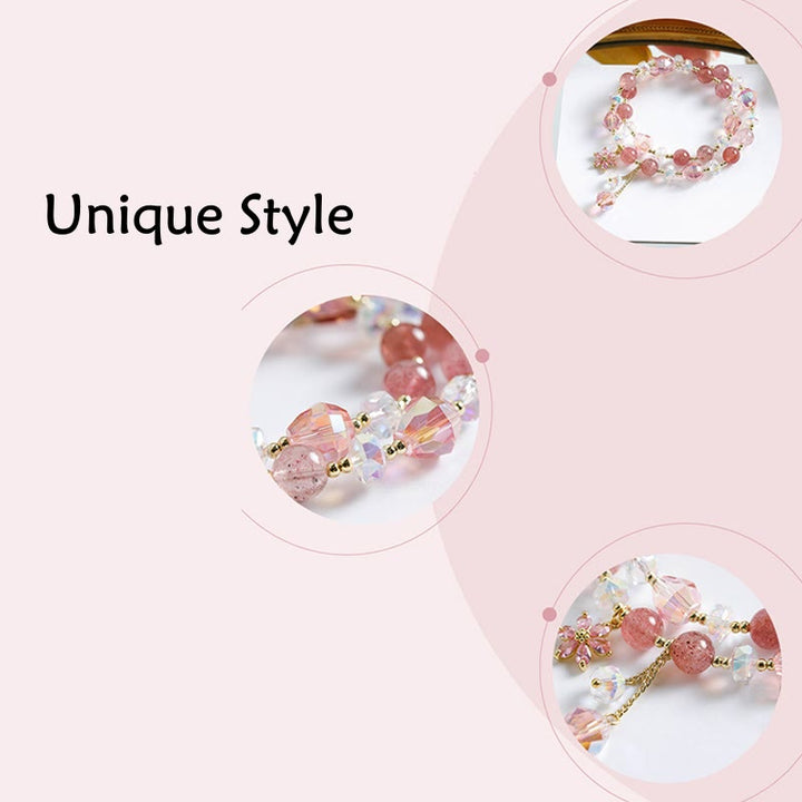 Buddha Stones Strawberry Quartz Zircon Flower Healing Double Wrap Bracelet - image 7