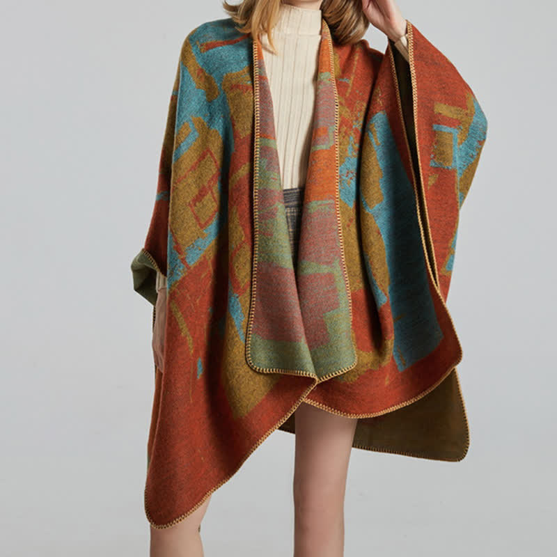 Buddha Stones Tibetan Orange Shawl Warm Cloak Scarf - image 7