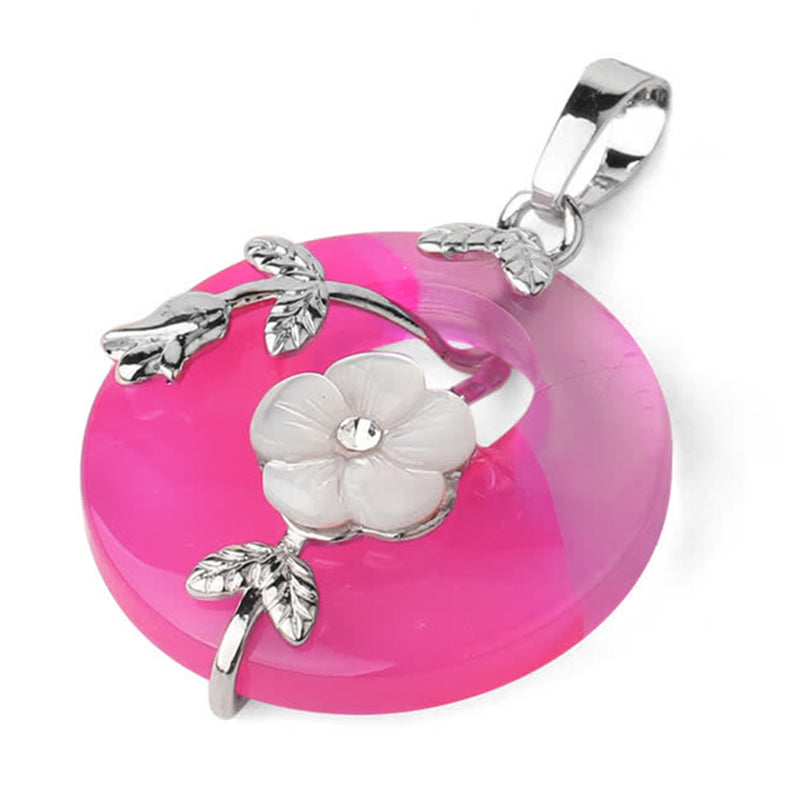 Buddha Stones Various Crystal Amethyst Green Aventurine Flower Healing Necklace Pendant - Rose Red Veins Agate - image 25