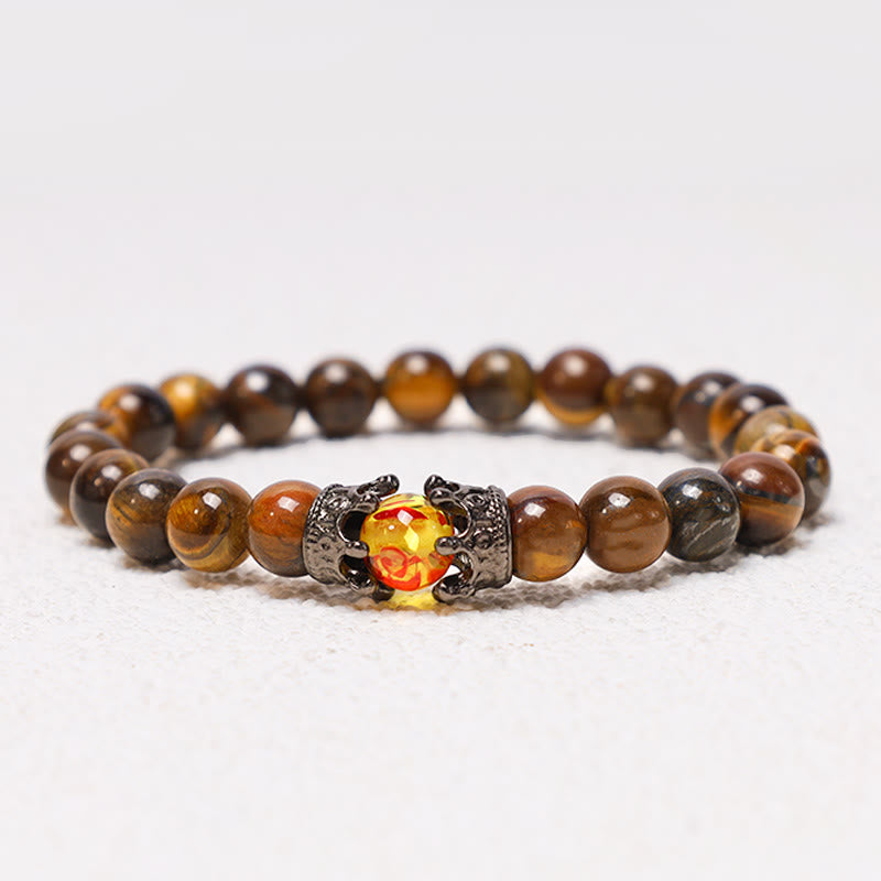 Buddha Stones Natural Stone King&Queen Crown Healing Energy Beads Couple Bracelet - Yellow Tiger Eye - image 15