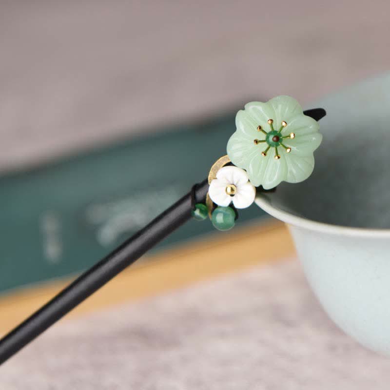 Buddha Stones Green Aventurine Flower Agate Positivity Hairpin Decoration - image 1