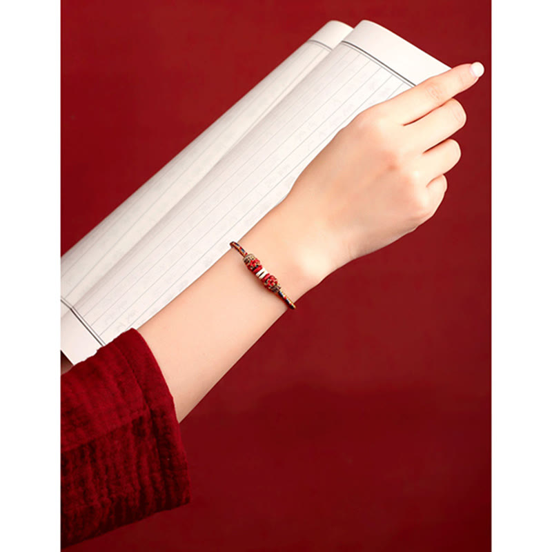 Buddha Stones Handmade Dunhuang Color Luck Braid String Bracelet - image 8