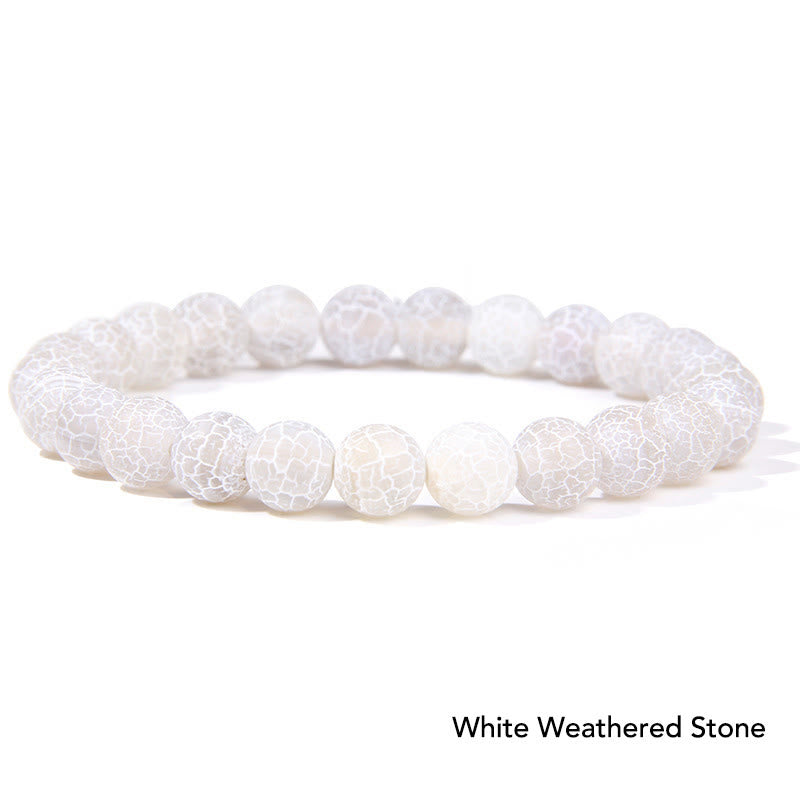 Natural Agate Stone Crystal Balance Beaded Bracelet - White Weathered Stone - image 54