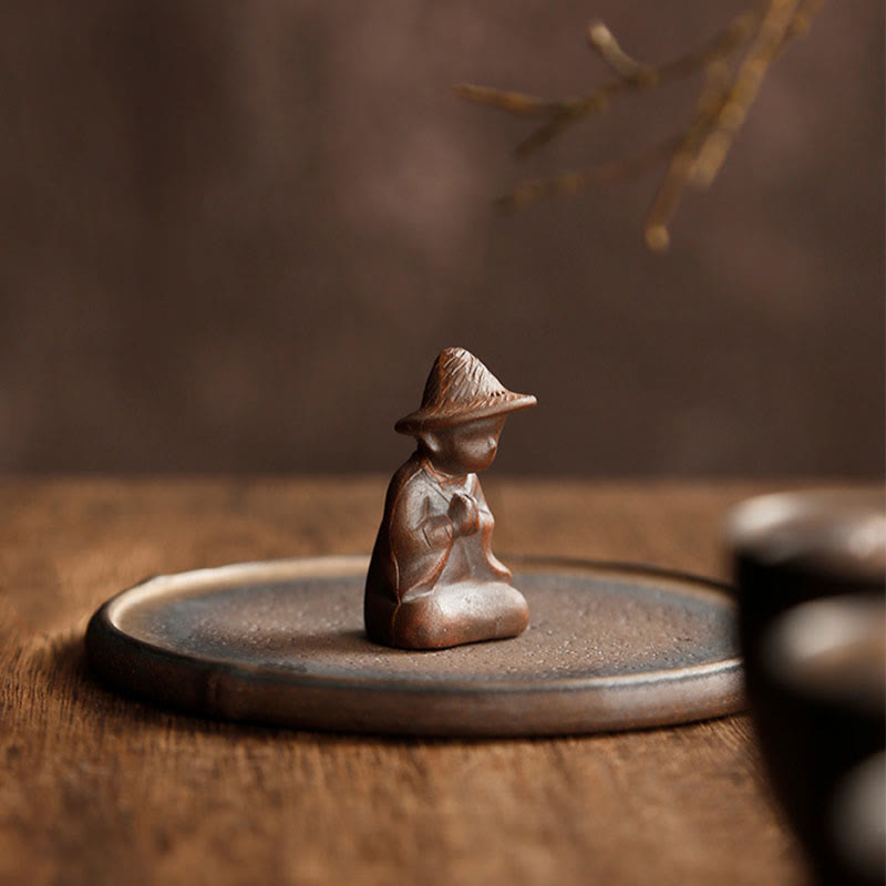 Small Person Meditation Ceramic Spiritual Healing Incense Burner - image 1