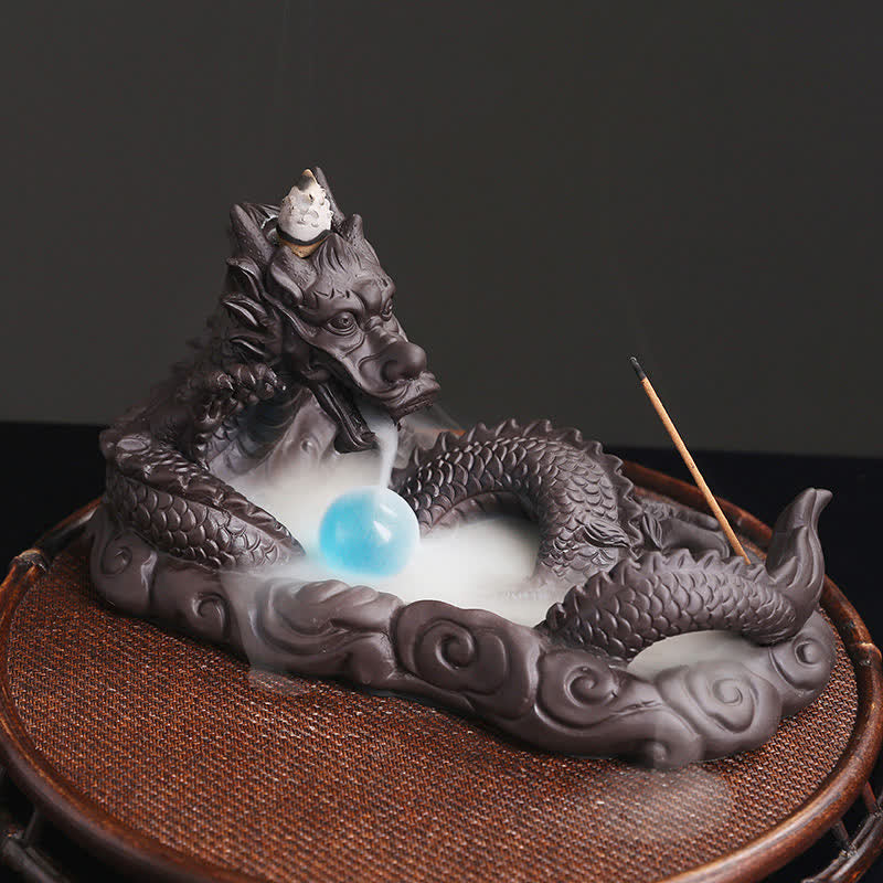 Dragon Playing Ball Flower Protection Incense Burner Decoration - Dragon&Ball - image 0
