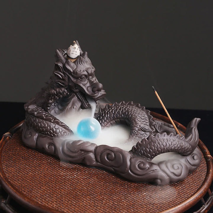 Dragon Playing Ball Flower Protection Incense Burner Decoration - Dragon&Ball - image 0
