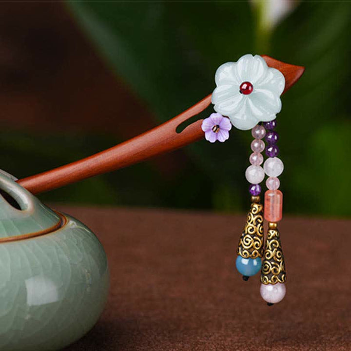 Red Sandalwood Amethyst Aventurine Protection Hairpin Decoration - image 1