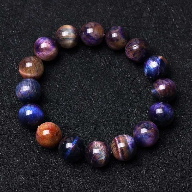 Buddha Stones Natural Purple Tiger Eye Protection Strength Bracelet - image 0