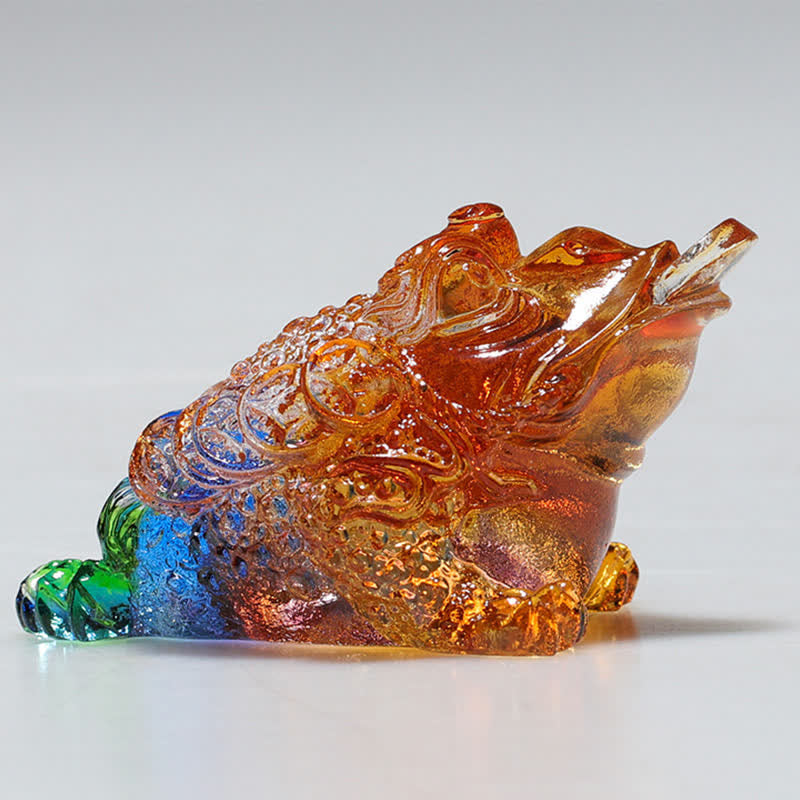 Buddha Stones Feng Shui Frog Handmade Liuli Crystal Art Piece Wealth Home Office Decoration - image 2