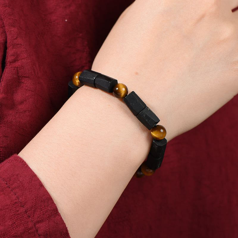 Buddha Stones Natural Black Tourmaline Tiger Eye Positive Bracelet - image 13
