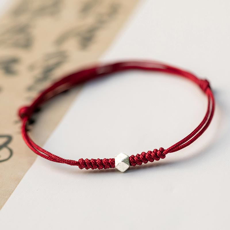 Buddha Stones 925 Sterling Silver Luck Bead Protection Red String Braided Bracelet - image 1