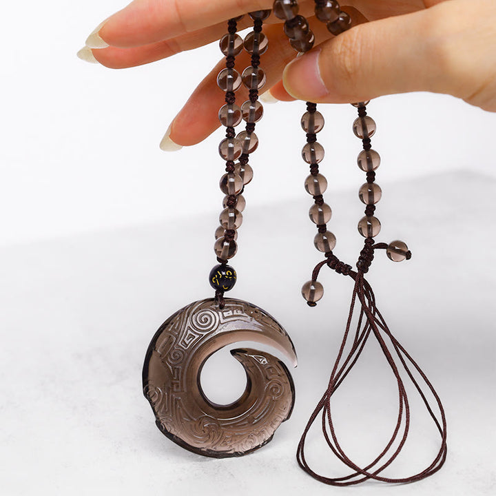 Buddha Stones Natural Black Obsidian Ice Obsidian Strength Necklace Pendant - image 7