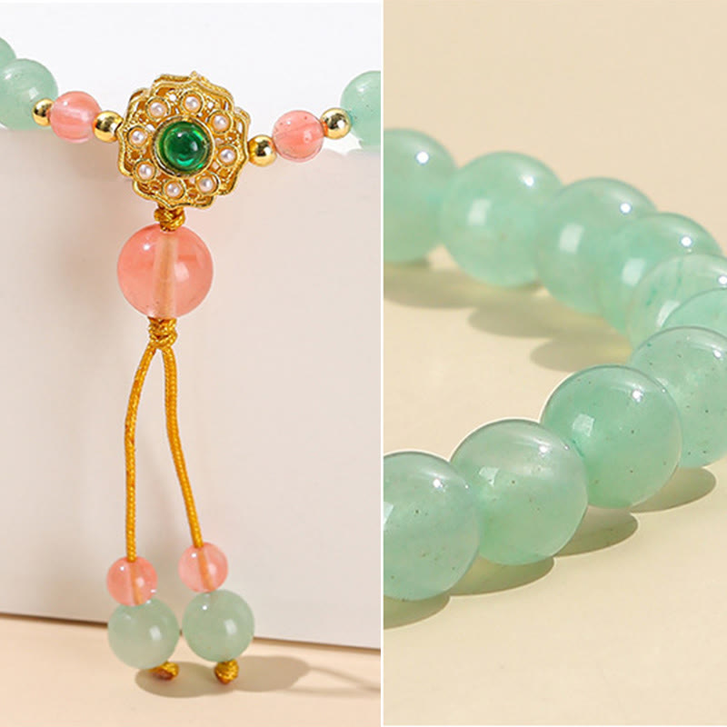 Buddha Stones Green Aventurine Luck Bead Tassel Bracelet - image 8