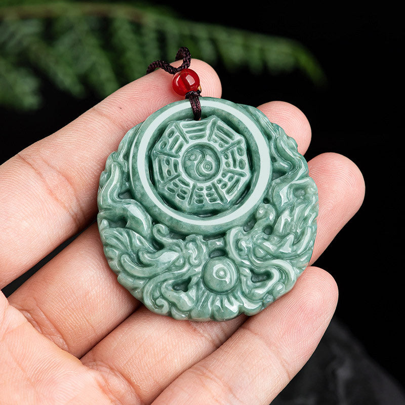 Buddha Stones Dragon Jade Yin Yang Balance Necklace String Pendant - image 3