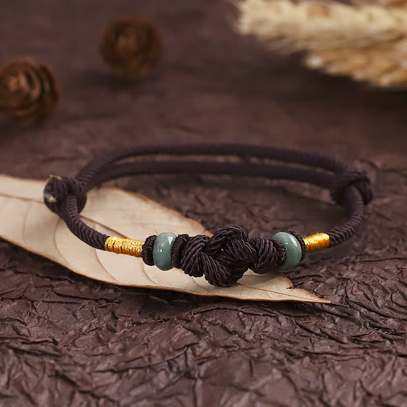 Buddha Stones Red String Jade Luck Fortune Knot Braided Couple Bracelet - image 11