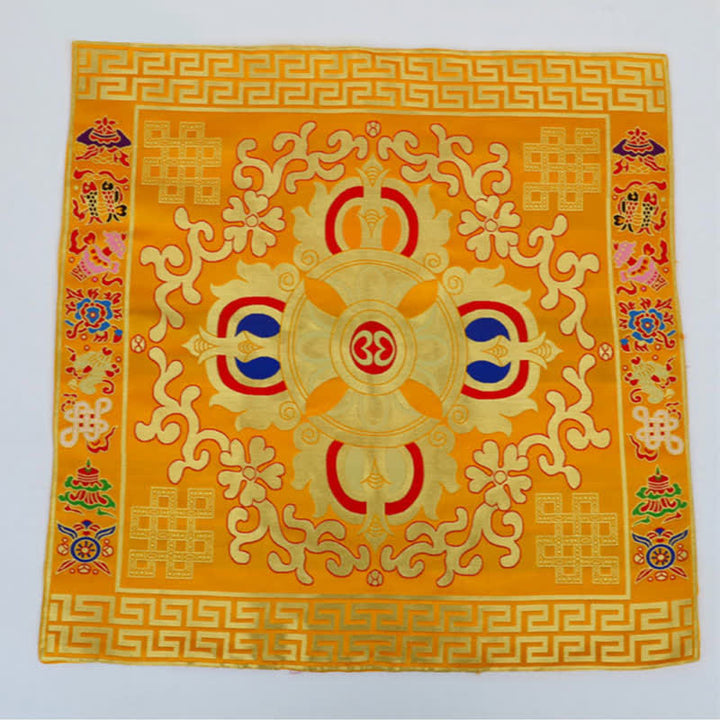 Flower Endless Knot Prayer Altar Mat Healing Meditation 8 Auspicious Symbols Mat Table Runner - image 1