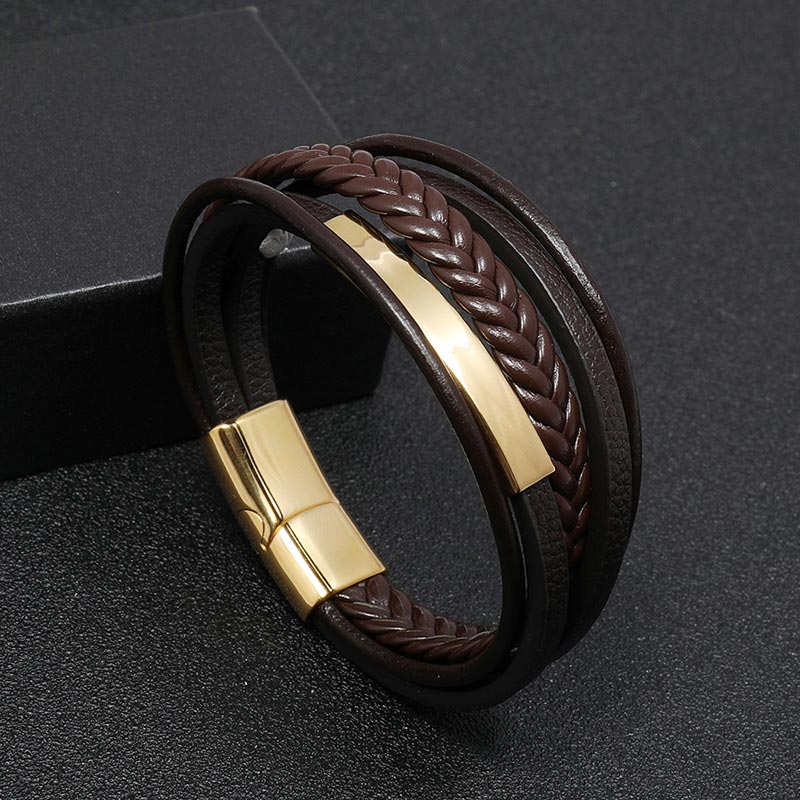 Buddha Stones Simple Design Titanium Steel Leather Luck Bracelet - image 7