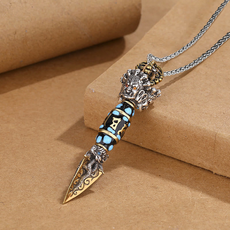 Buddha Stones Tibet Om Mani Padme Hum Dzi Bead Dorje Vajra Pattern Wealth Rotatable Necklace Pendant - image 7