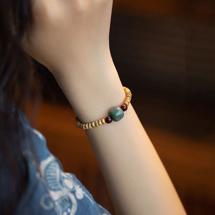 Buddha Stones Bodhi Seed Small Leaf Red Sandalwood Wisdom Bracelet - image 3