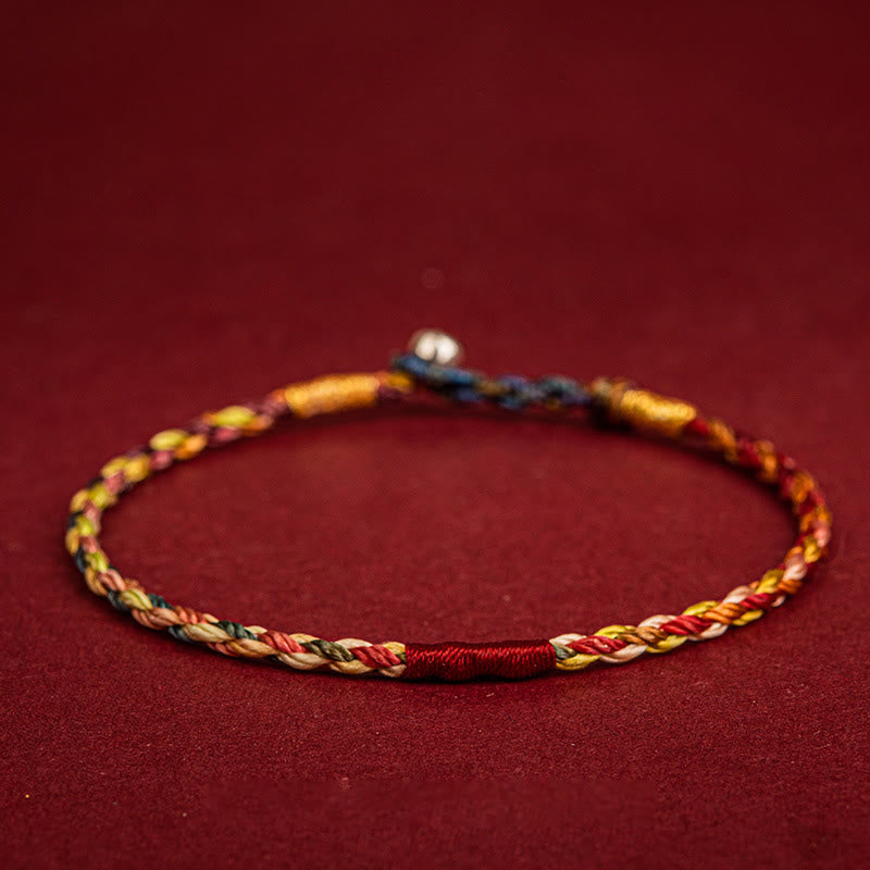 Buddha Stones Handmade Five Color Thread Luck Couple Child Adult Bracelet - 19cm for Weight Range(90-100 kg) - image 0