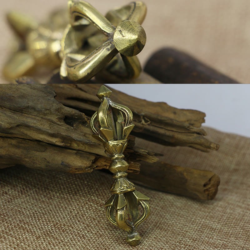Buddha Stones Handcrafted Nepal Small Five Prong Vajra Dorje Strength Copper Decoration - image 5