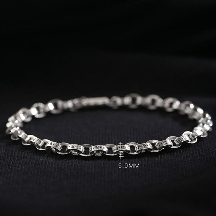 Buddha Stones 925 Sterling Silver Om Mani Padme Hum Carved Design Creativity Metal Bracelet - image 15