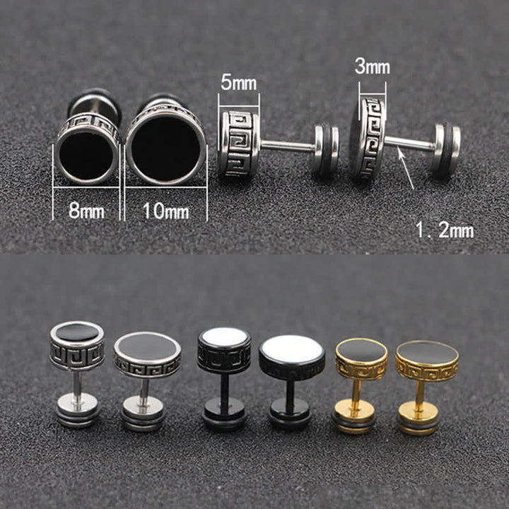 Buddha Stones Cool Men Titanium Steel Balance Round Stud Earrings - image 14